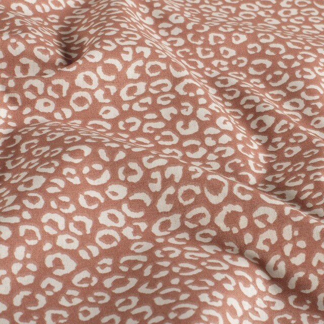 Katoen poplin luipaard zalm