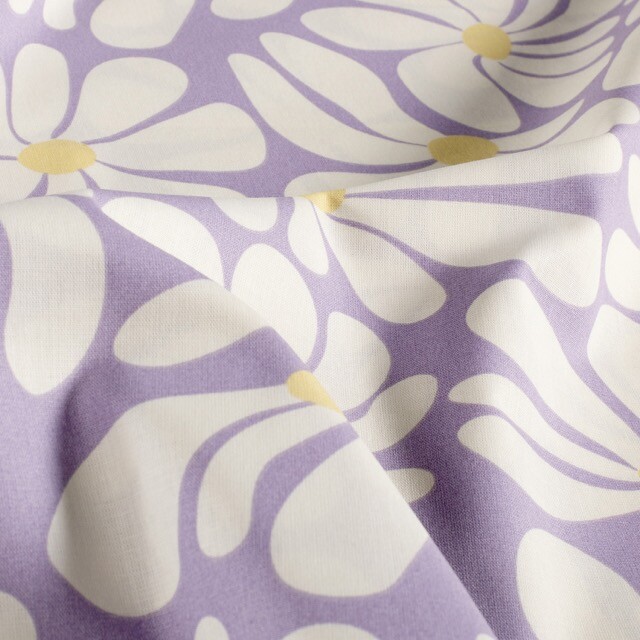 Katoen poplin bloemen lila