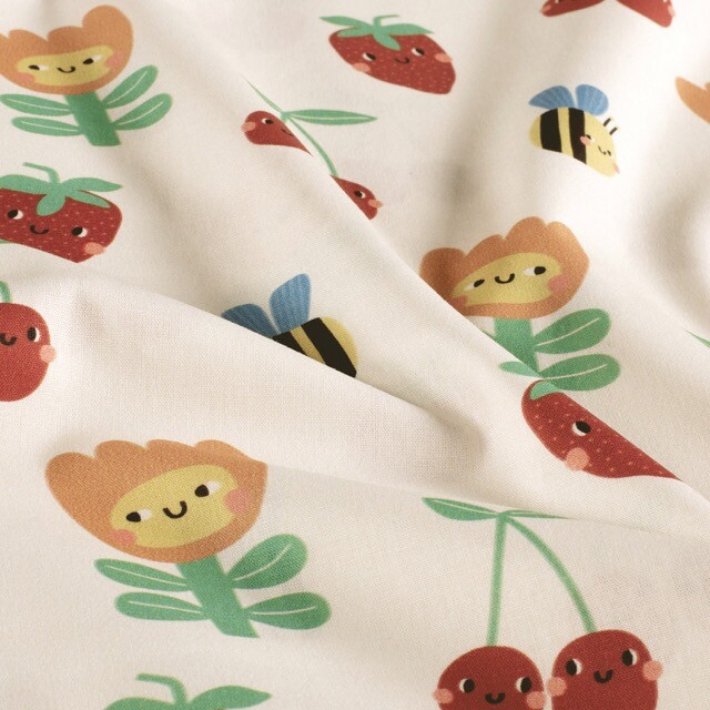 Katoen poplin fruit offwhite