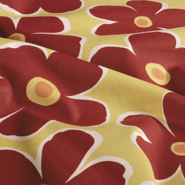 Katoen poplin bloemen geel