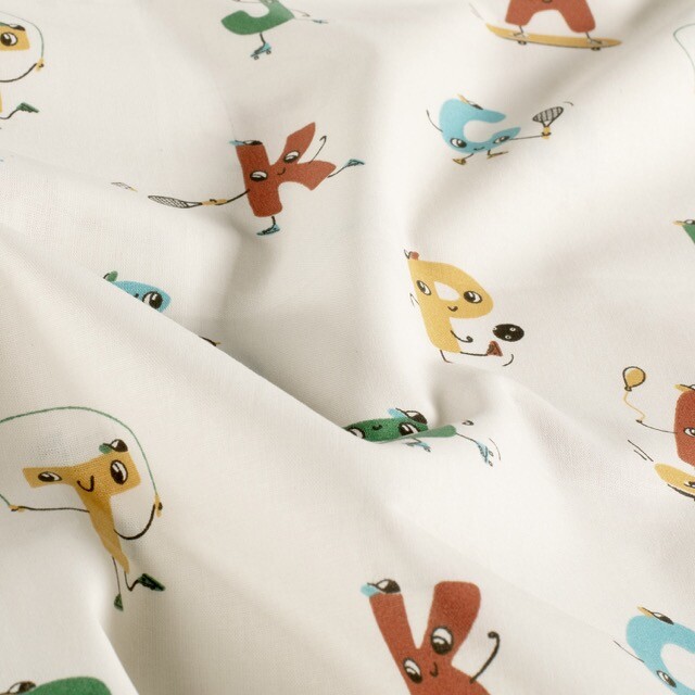 Katoen poplin letters offwhite