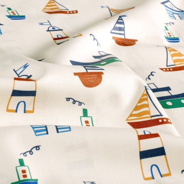 Katoen poplin boten offwhite