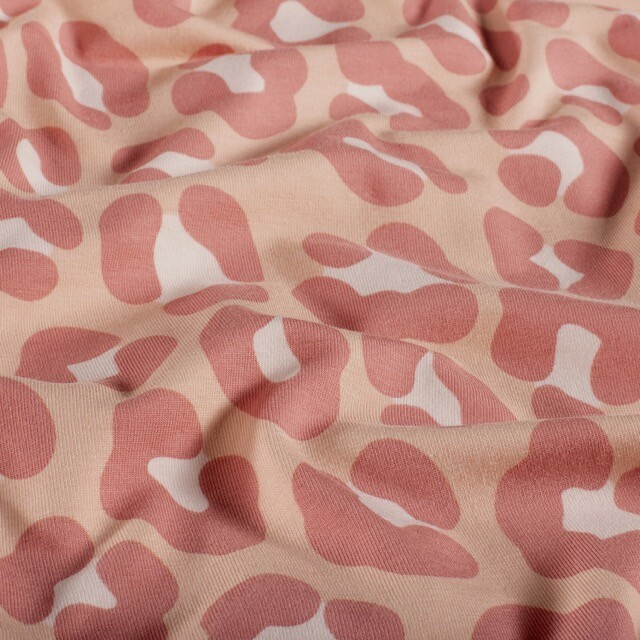 Katoen tricot luipaard nude