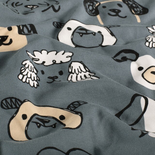 Katoen tricot honden staalblauw