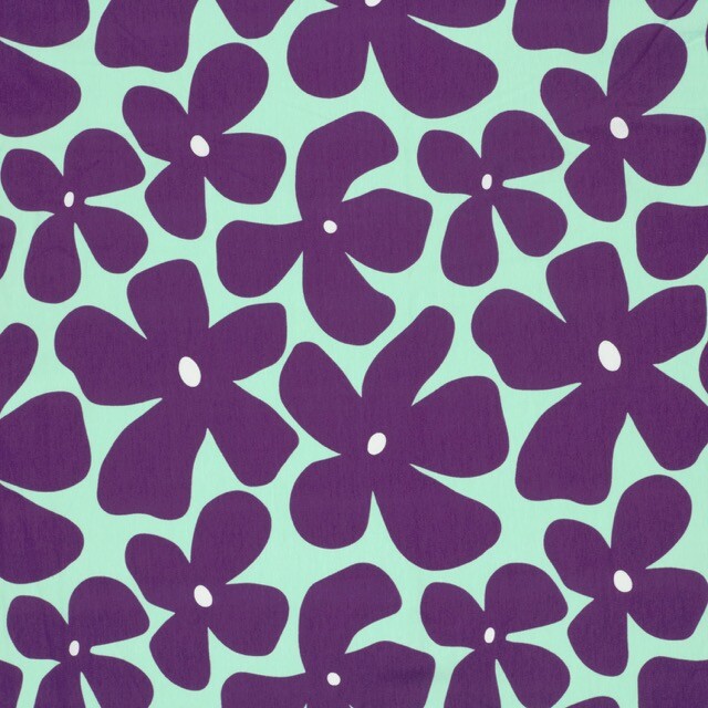 Katoen tricot bloemen mint