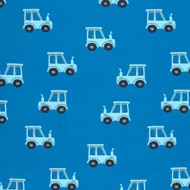 Katoen tricot tractoren indigo