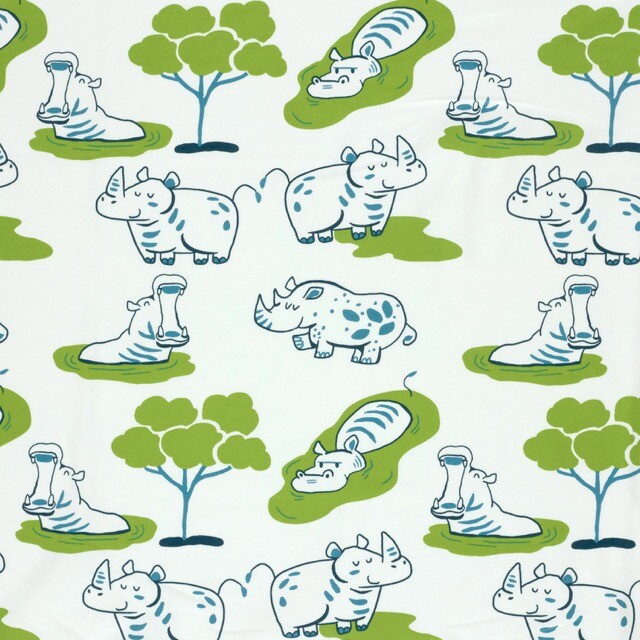 Katoen tricot nijlpaarden offwhite