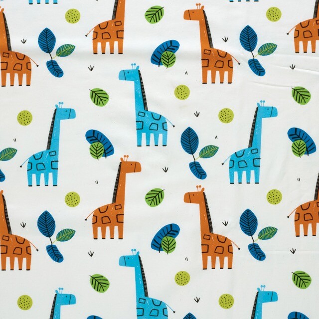 Katoen tricot giraffen offwhite