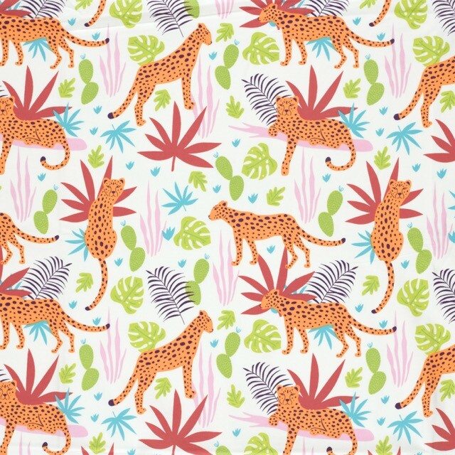 Katoen tricot luipaarden offwhite