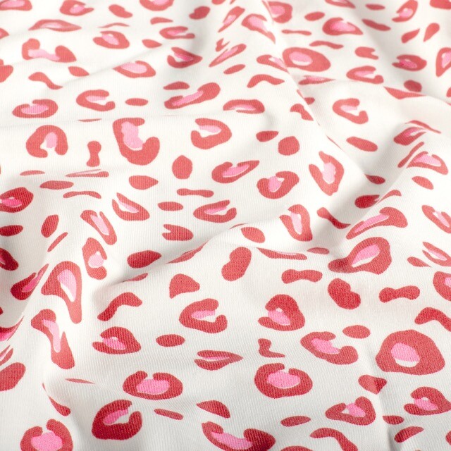 Katoen tricot luipaard offwhite