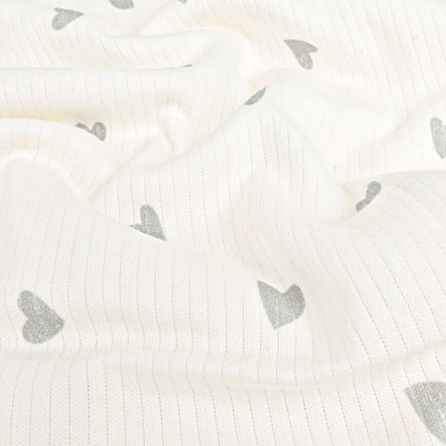 Rib jersey hartjes oudgroen