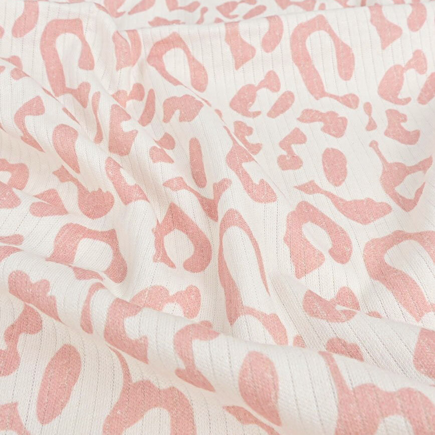 Rib jersey luipaard oudroze