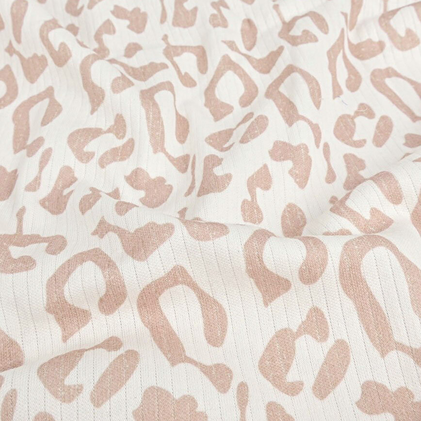 Rib jersey luipaard donkerbeige