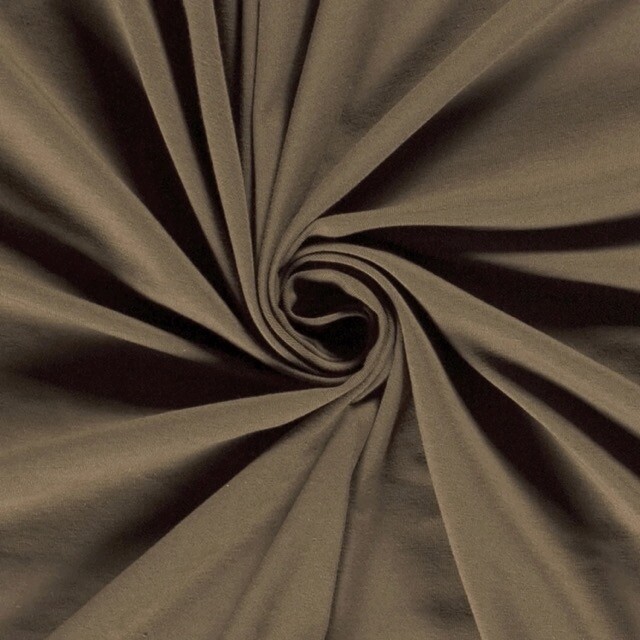 Katoen tricot uni Taupe Bruin