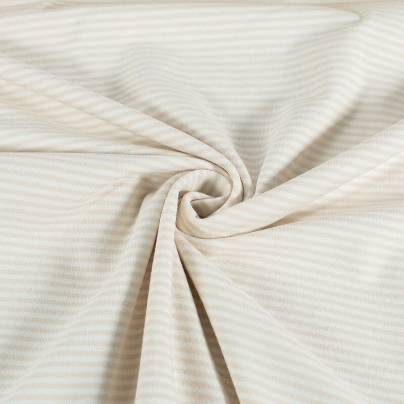 Katoen tricot gestreept creme/offwhite