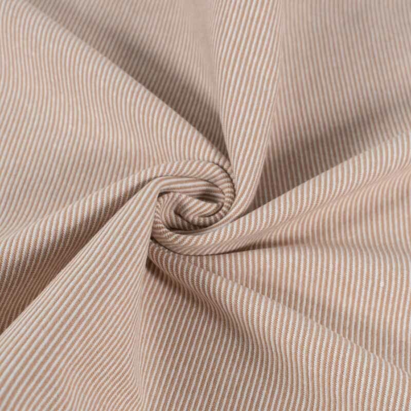 Boordstof gestreept 1mm terra roze/offwhite