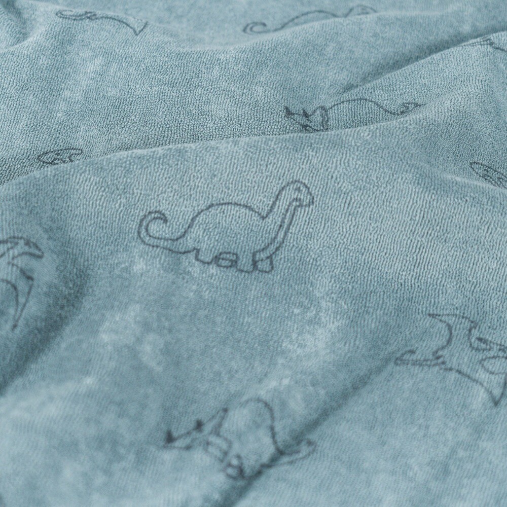 stretch badstof bedrukt dino's indigo