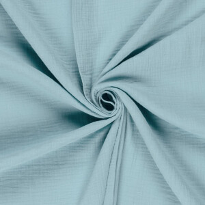 katoenen mousseline uni aqua/mint