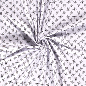 50x150 cm Katoen tricot Doodshoofden Wit
