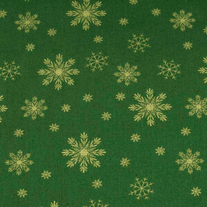 50x140 cm katoen christmas sneeuwvlokken donkergroen/goud