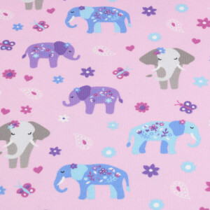 100x150 cm katoen tricot olifanten lichtroze