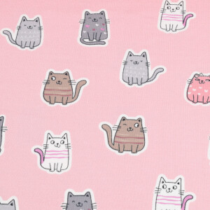 100x150 cm katoen tricot katten roze/zalm