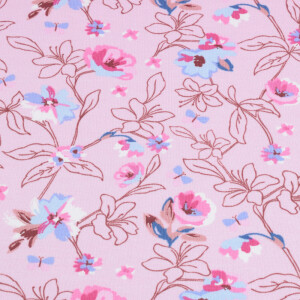 100x150 cm katoen tricot bloemen lichtroze