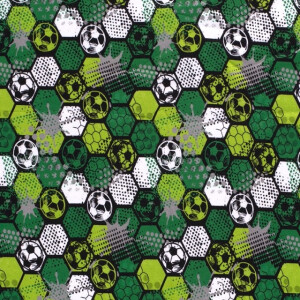 Joggingstof digitaaldruk voetbal hexagons groen