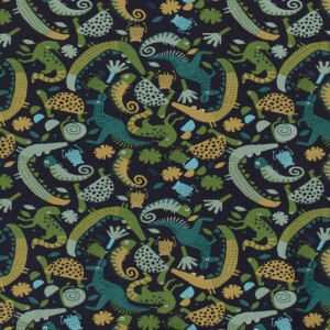 100x150cm Katoen tricot reptielen marine
