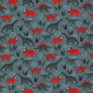 100x150cm Katoen tricot dino's donkermint