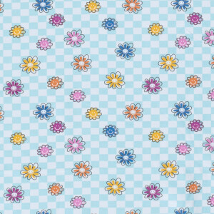 100x150cm Katoen tricot bloemen aqua