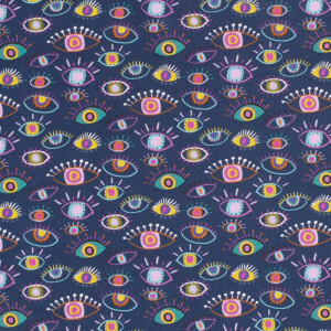 100x150cm Katoen tricot ogen abstract marine