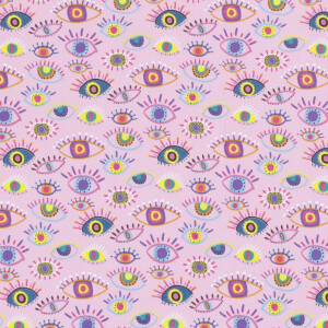 100x150cm Katoen tricot ogen abstract roze