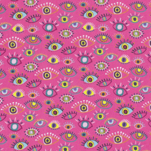 100x150cm Katoen tricot ogen abstract fuchsia