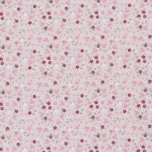 Katoen poplin Bloemenveld licht roze