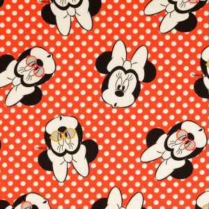 katoen tricot digitaaldruk Minnie Mouse rood