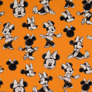 katoen tricot digitaaldruk Minnie Mouse oker
