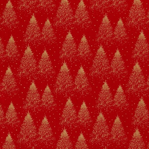 50x145 cm Katoen poplin christmas kerstbomen rood/goud