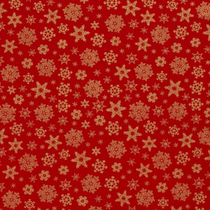 50x145 cm Katoen poplin christmas sneeuwvlokken rood/goud