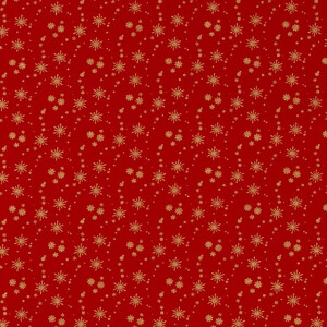 Katoen poplin christmas sterren rood/goud
