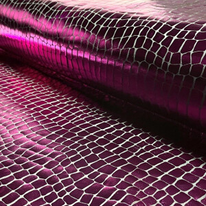 Lamé stretch foliedruk croco fuchsia