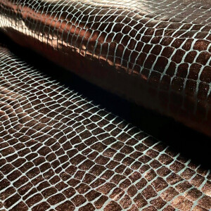 Lamé stretch foliedruk croco brons