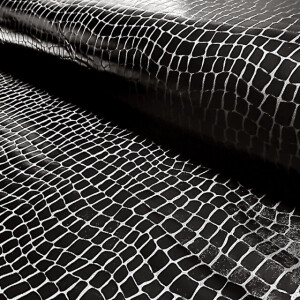 Lamé stretch foliedruk croco zwart