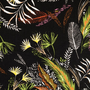 viscose linnen bloemen zwart