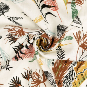 viscose linnen bloemen offwhite