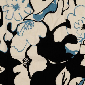 viscose linnen bloemen petrol