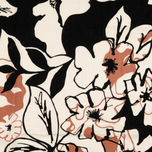 viscose linnen bloemen bruin