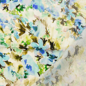 viscose linnen voile digitaaldruk bloemen blauw/groen