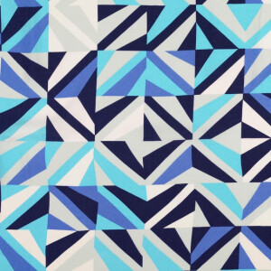 viscose poplin geometrisch blauw/aqua