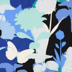 viscose nylon bloemen blauw